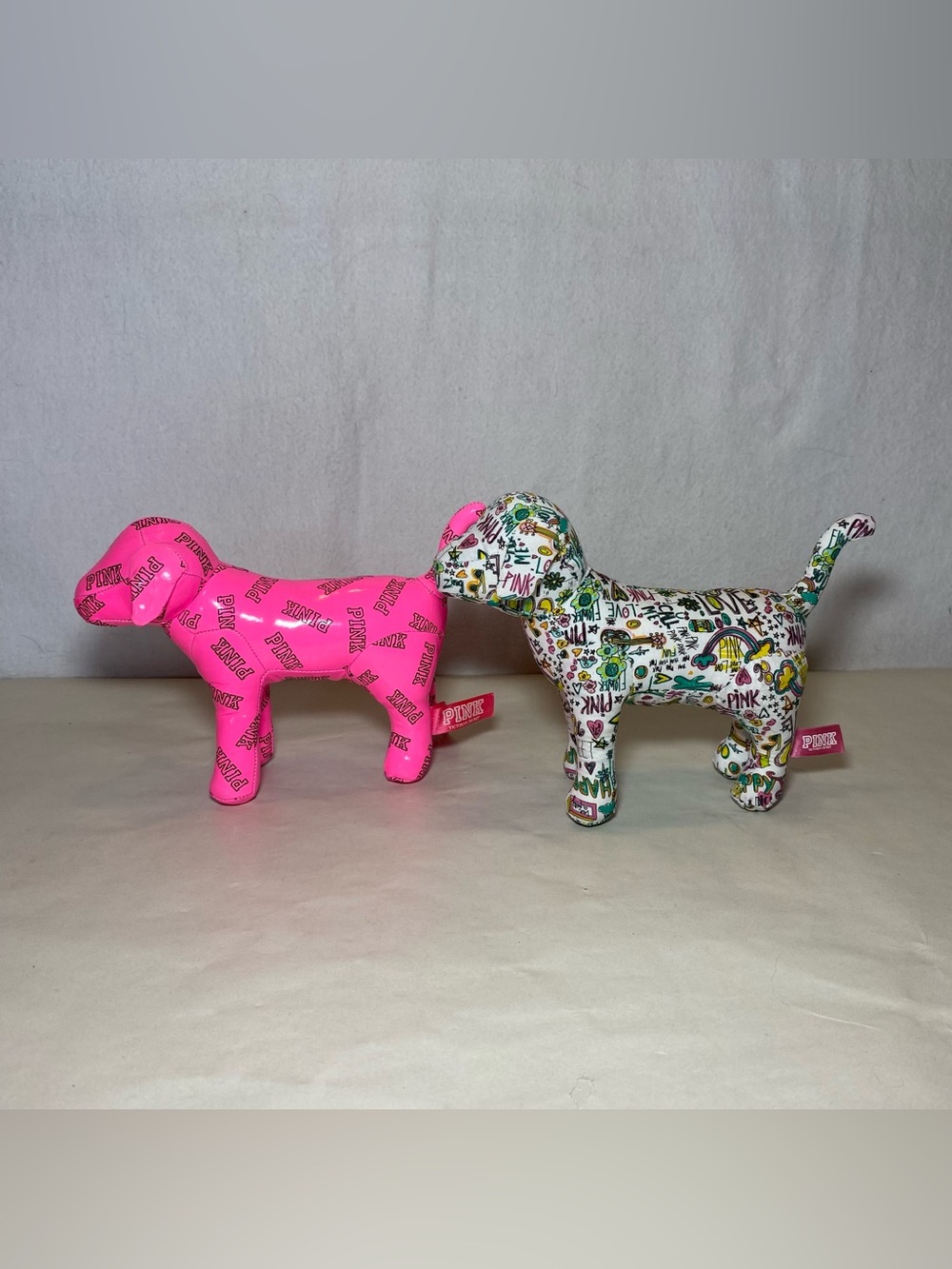 Victoria's Secret PINK Dog Plush Neon Vinyl Signature Logo Toy Collectible Lot